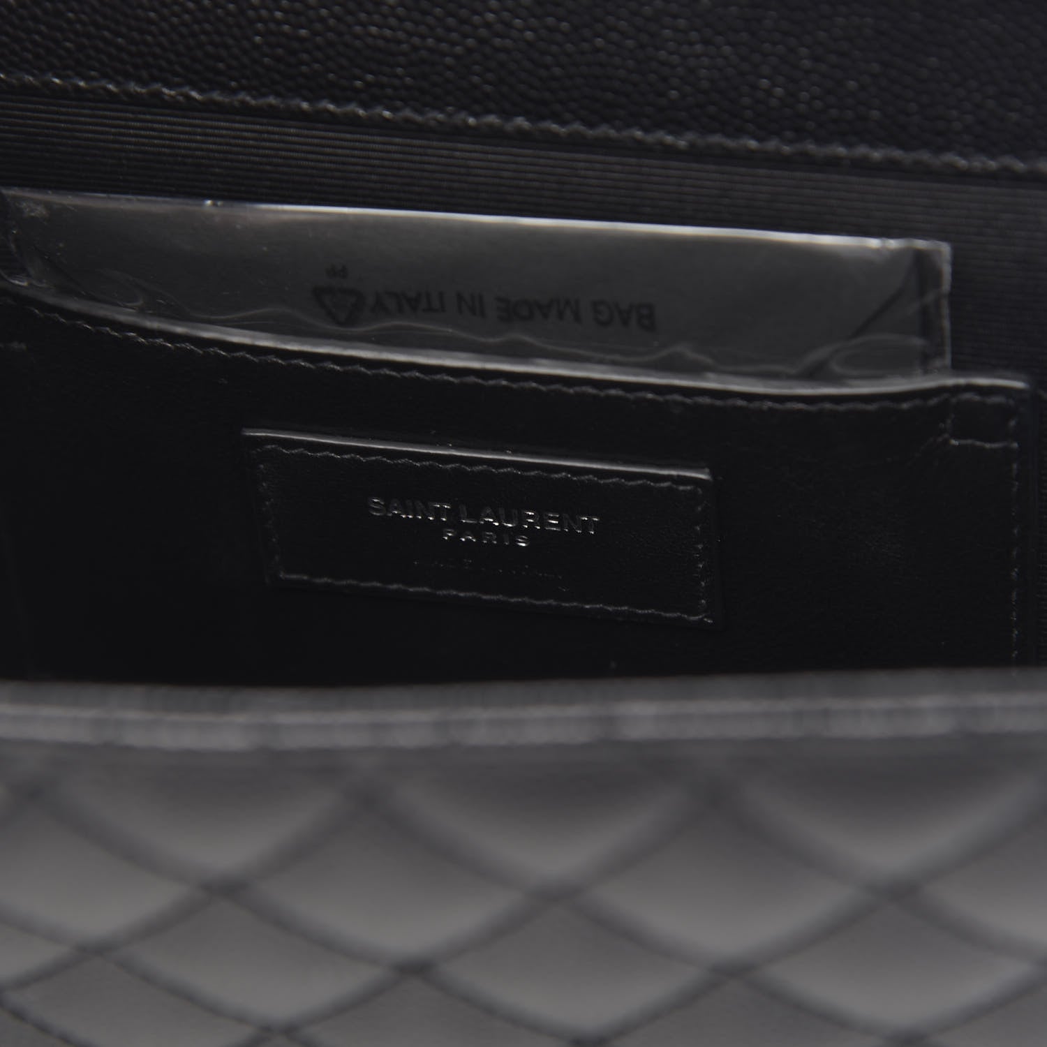 Saint Laurent Grain De Poudre Textured Mixed Matelasse Triquilt Medium Monogram Satchel Black 6 of 13