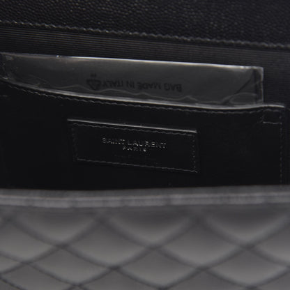 Saint Laurent Grain De Poudre Textured Mixed Matelasse Triquilt Medium Monogram Satchel Black 6 of 13