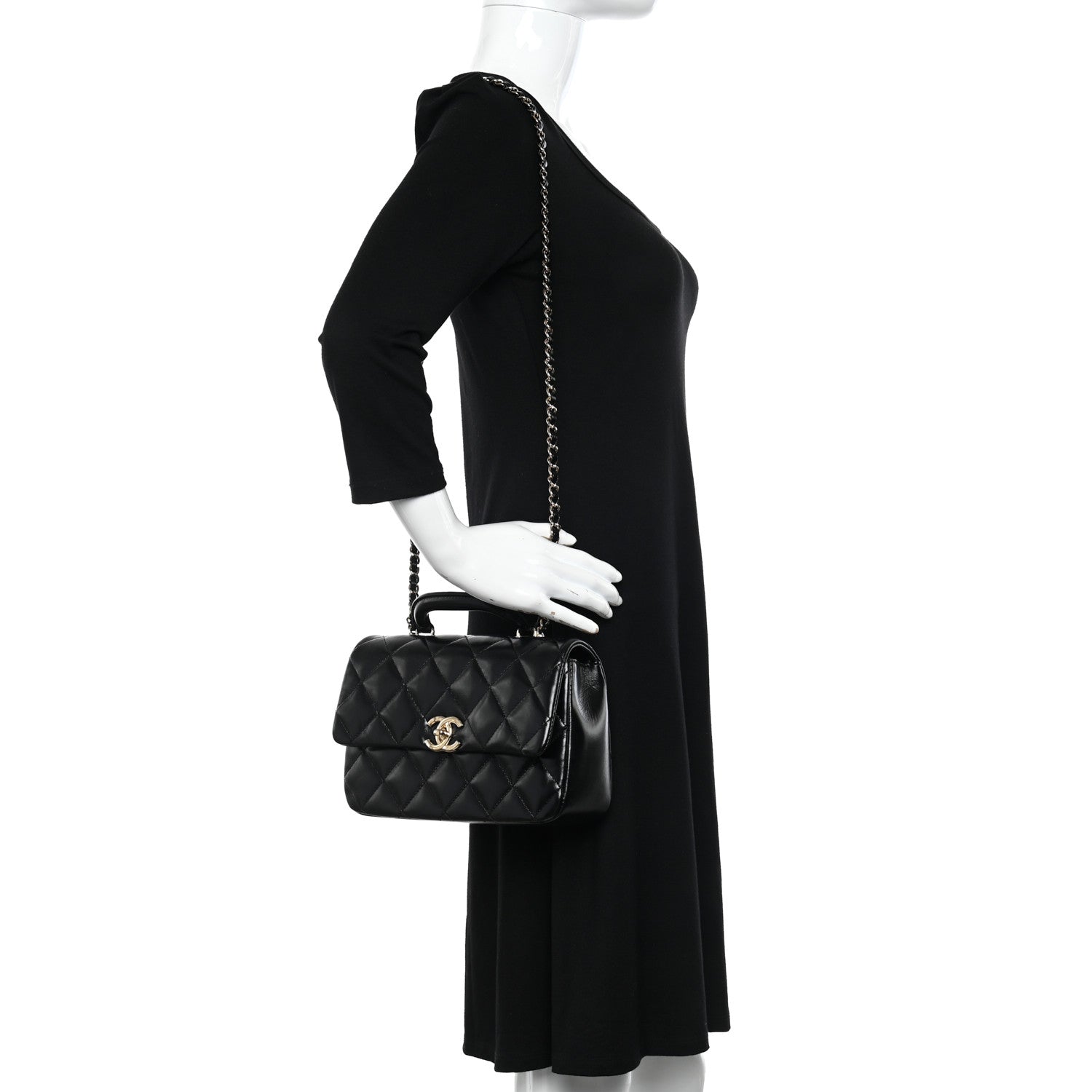 Chanel Shiny Lambskin Quilted Coco Trip Flap Bag Black 2 of 11