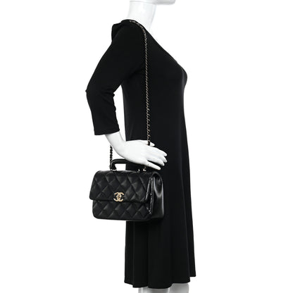 Chanel Shiny Lambskin Quilted Coco Trip Flap Bag Black 2 of 11
