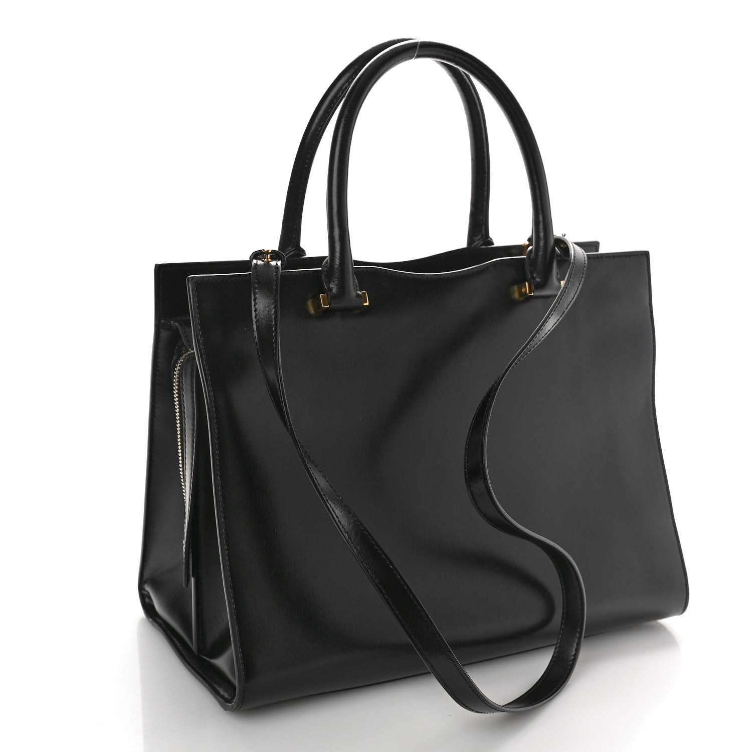 Saint Laurent Shiny Calfskin Medium Uptown Tote Black 2 of 10