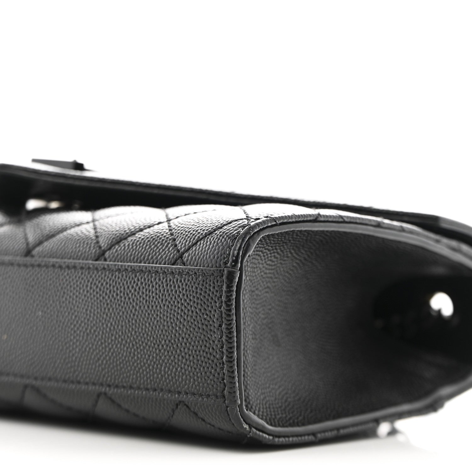 Saint Laurent Grain De Poudre Textured Mixed Matelasse Triquilt Small Monogram Monochrome Satchel Black 9 of 9