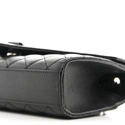 Saint Laurent Grain De Poudre Textured Mixed Matelasse Triquilt Small Monogram Monochrome Satchel Black 9 of 9