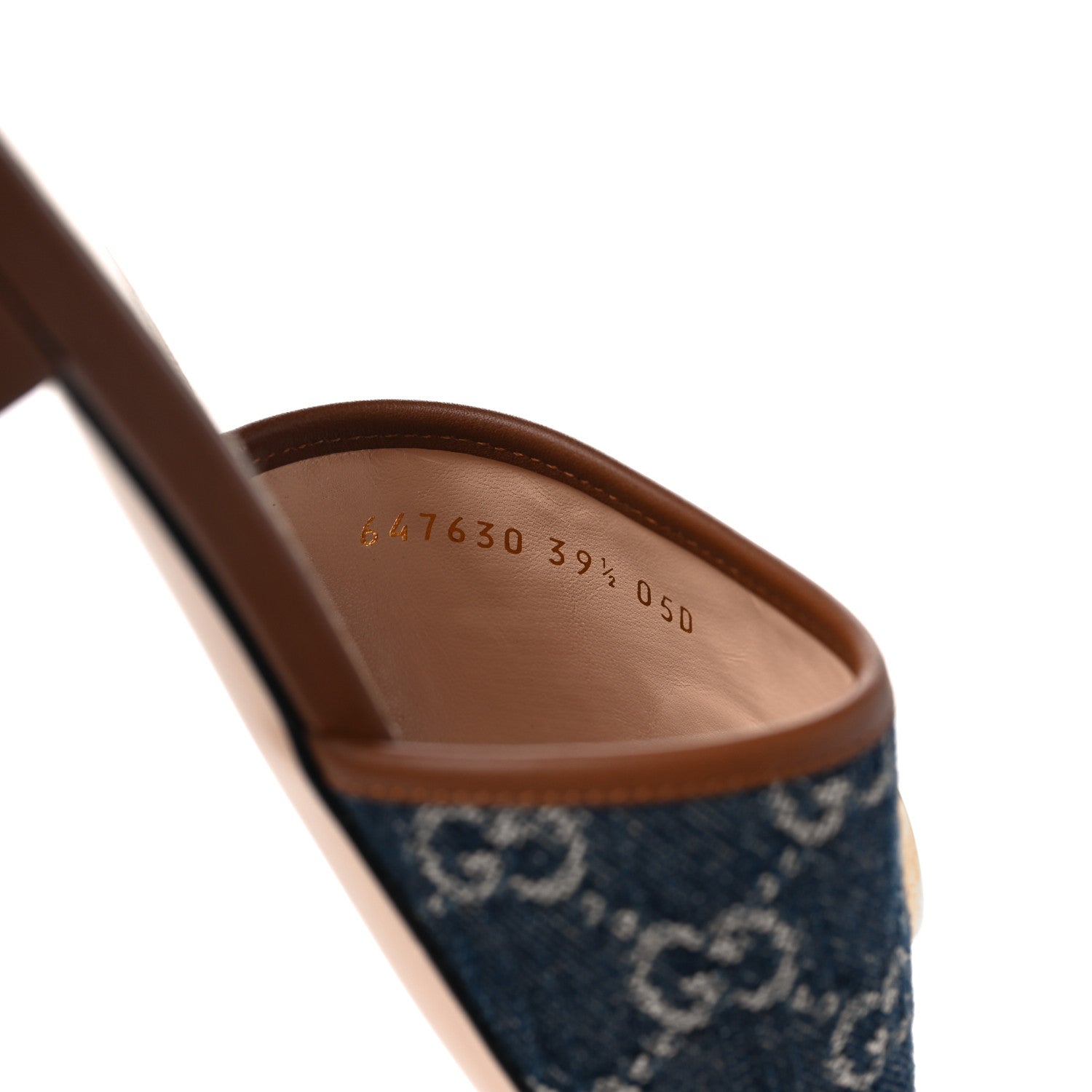 Gucci New Denim GG Monogram Miro Soft Calfskin Jolie Slide Sandals 39.5 Blue Tea Cuir Epilog 8 of 9