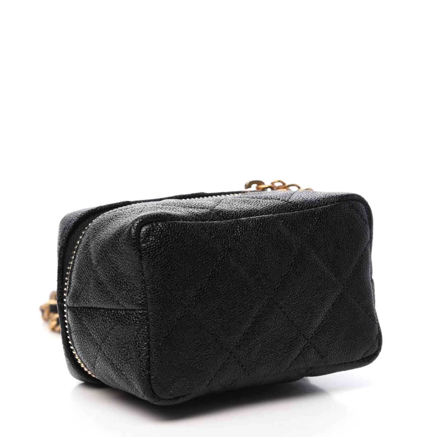 Caviar Quilted Mini Top Handle Vanity With Chain Black