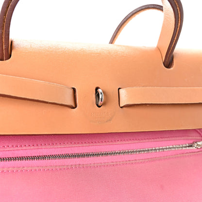 Hermes Vache Hunter Toile Herbag Zip 31 PM Rose Lipstick Natural 7 of 13