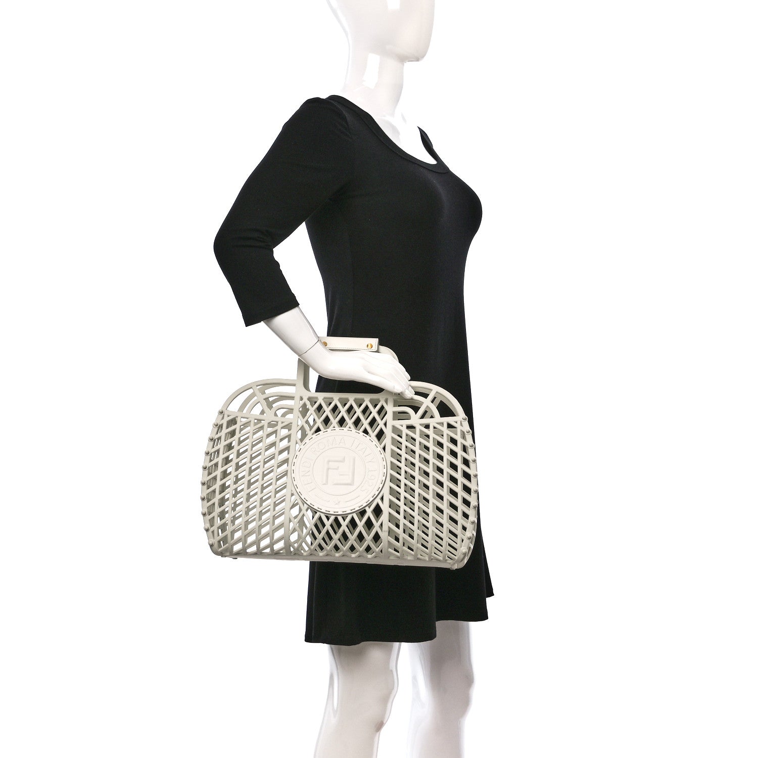 Fendi Recycled Plastic Vitello Liberty Matte Medium Fendi Basket White Ice 2 of 12