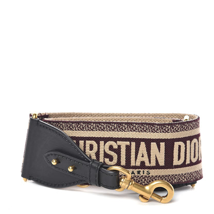 Christian Dior Canvas Embroidered Shoulder Strap Burgundy 1 of 3