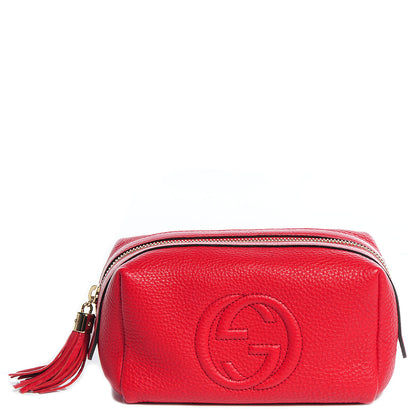 Gucci Pebbled Calfskin Medium Soho Cosmetic Case Red 1 of 9