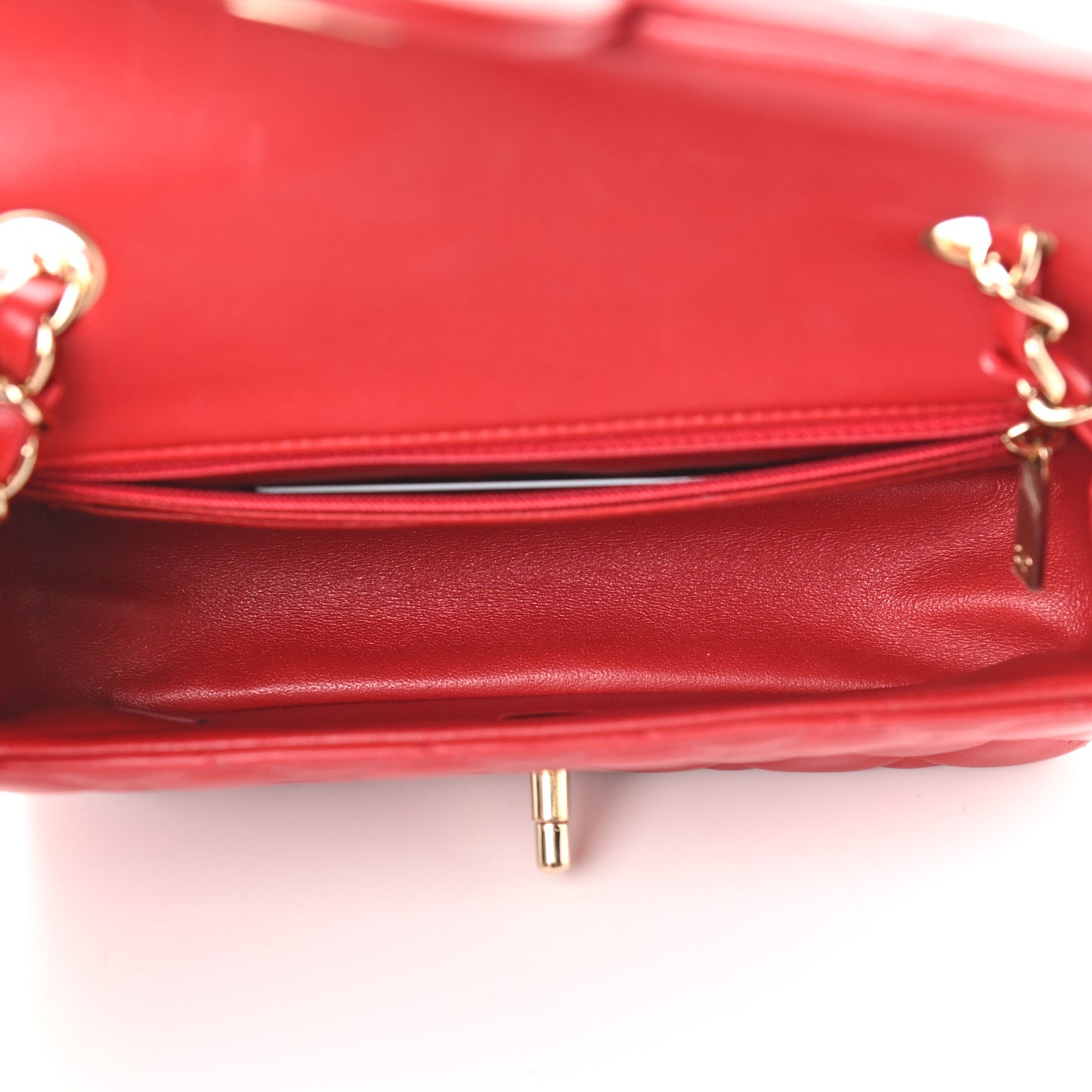 Lambskin Quilted Mini Rectangular Flap Red