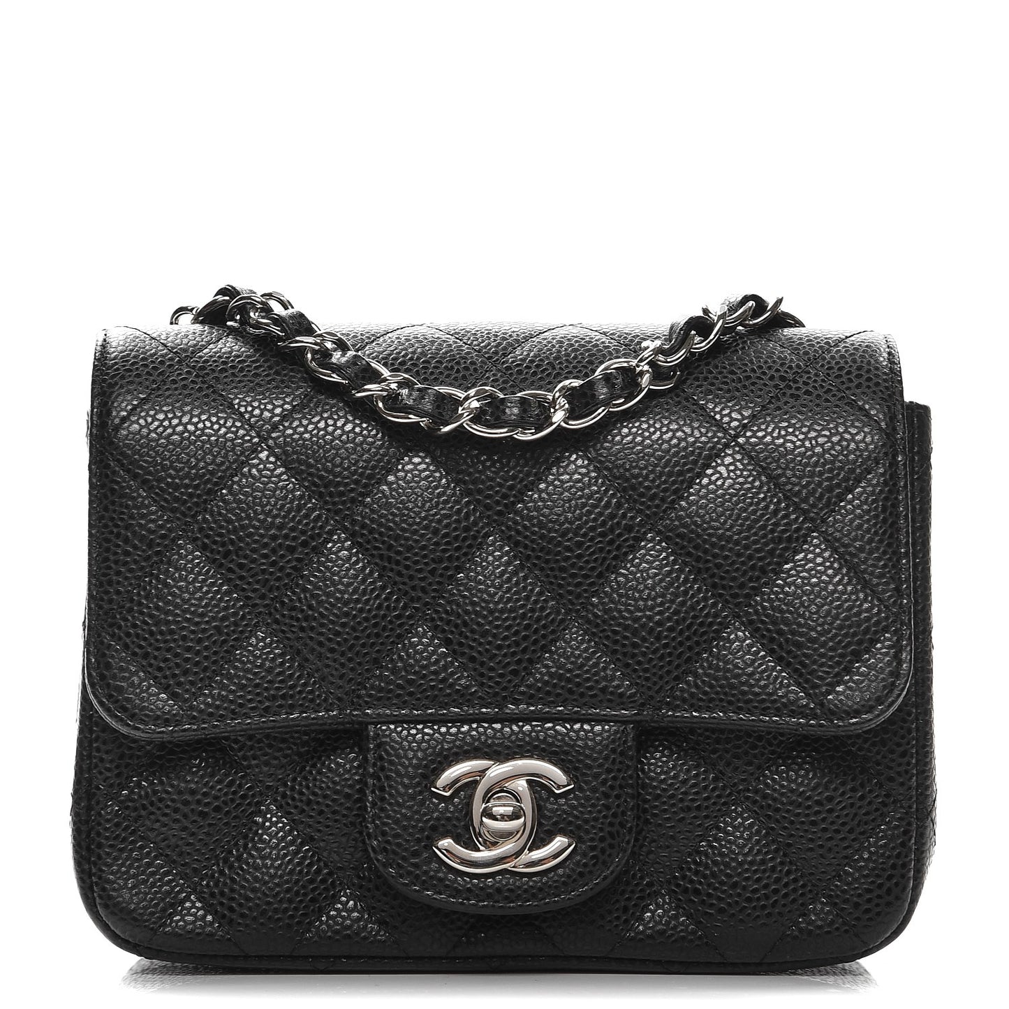 Caviar Quilted Mini Square Flap Black