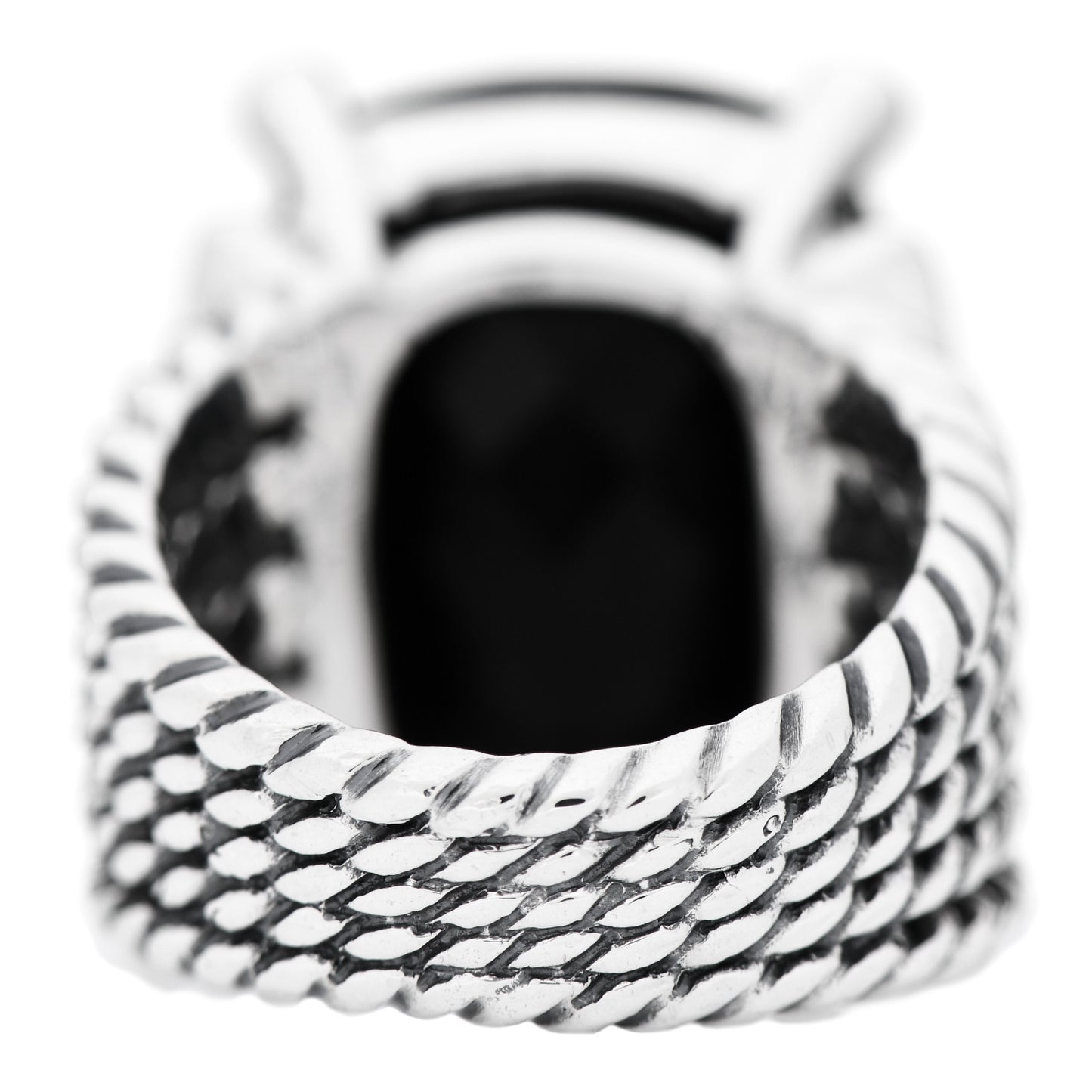 Sterling Silver Diamond Black Onyx 20mm Wheaton Ring 52 6