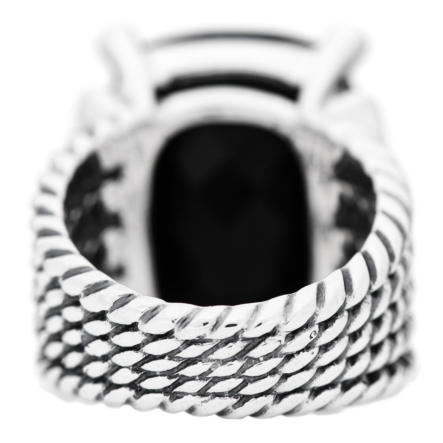 David Yurman Sterling Silver Diamond Black Onyx 20mm Wheaton Ring 52 6 4 of 5