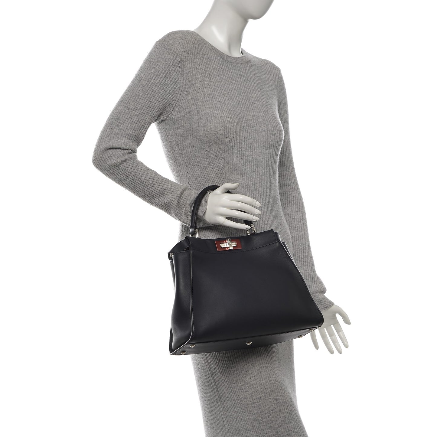 Vitello Seta Shiny Nappa Medium Peekaboo Iconic Satchel Blue Notte Ardesia