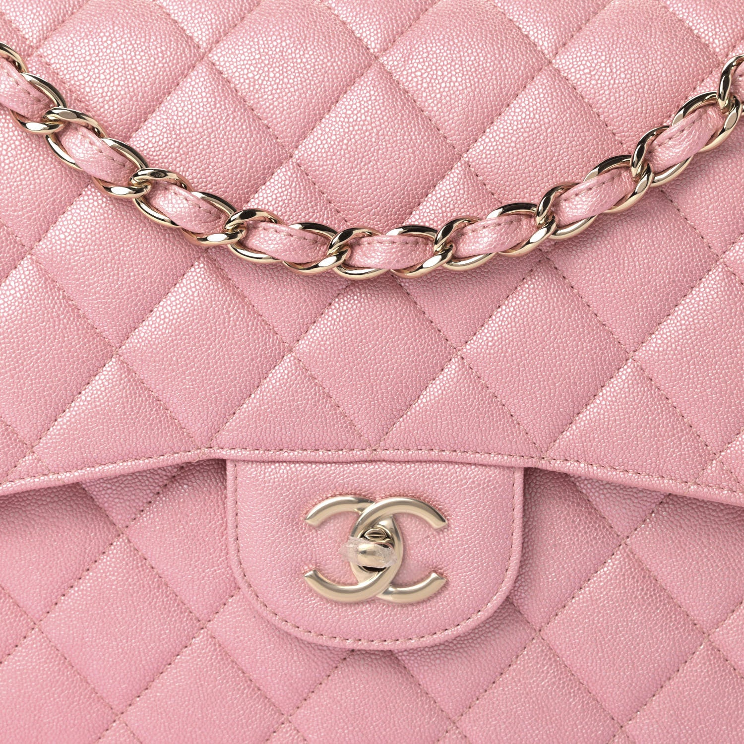 Chanel Iridescent Caviar Quilted Jumbo Double Flap Rose Pink 9 of 9
