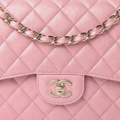 Chanel Iridescent Caviar Quilted Jumbo Double Flap Rose Pink 9 of 9