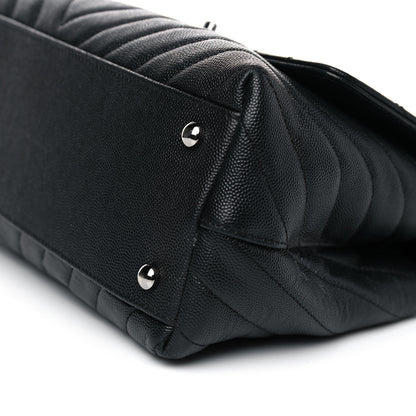 Chanel Caviar Chevron Quilted Small Coco Handle Flap Black 12 of 15
