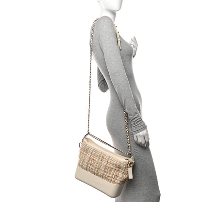 Chanel Tweed Calfskin Quilted Medium Gabrielle Hobo Beige Ivory 2 of 10