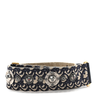 Christian Dior Oblique Studded Shoulder Strap Blue 2 of 4