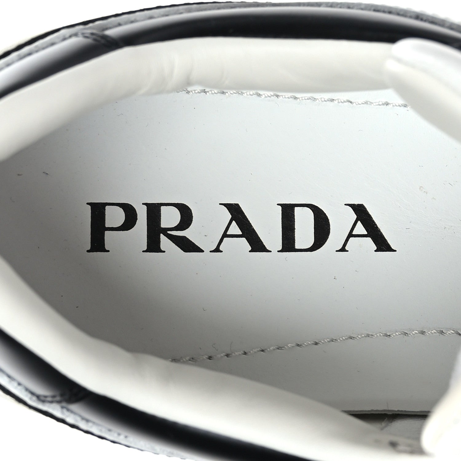 Prada Vitello Sport Spazzolato Rois Metal Triangle Logo Mens Downtown Low Top Sneakers 7.5 White Black 9 of 9