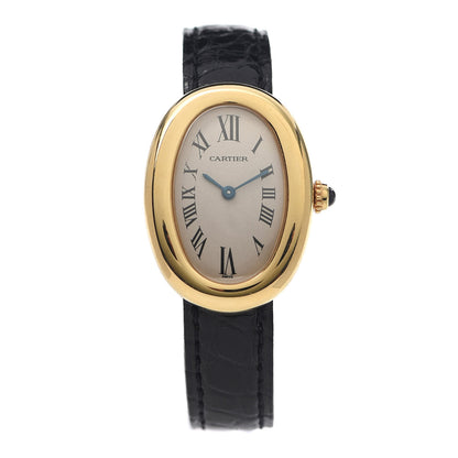 Cartier 18K Yellow Gold Alligator 22mm Baignoire Quartz Watch 1 of 6