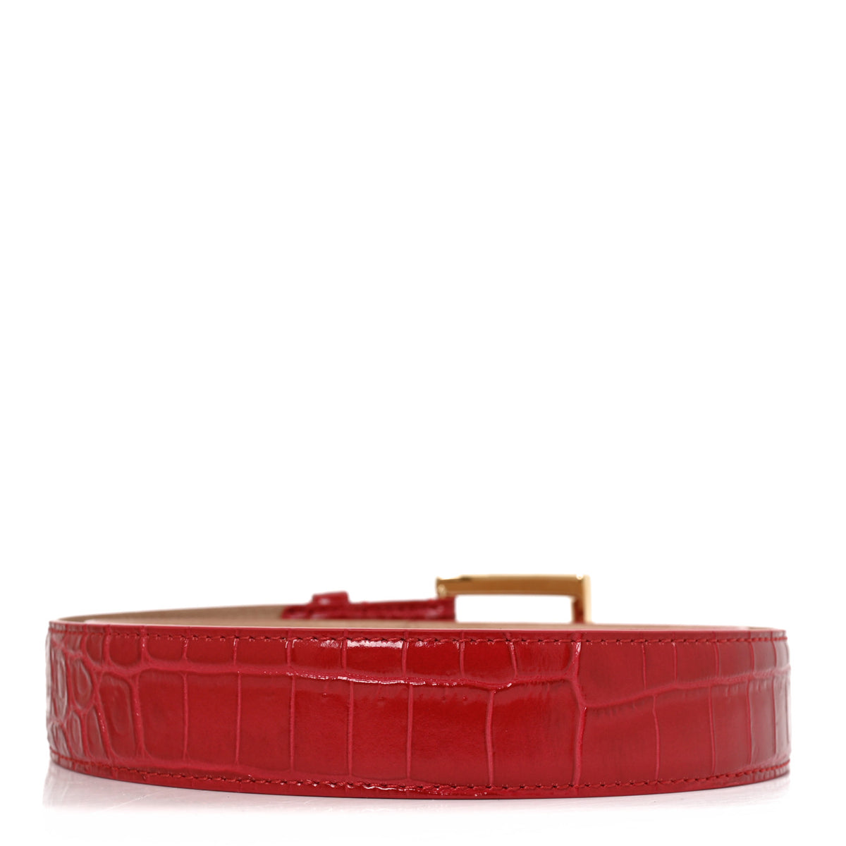 Chanel Crocodile Embossed Calfskin Belt 85 34  Red Gold 2 of 6