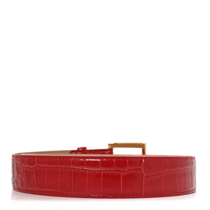 Chanel Crocodile Embossed Calfskin Belt 85 34  Red Gold 2 of 6