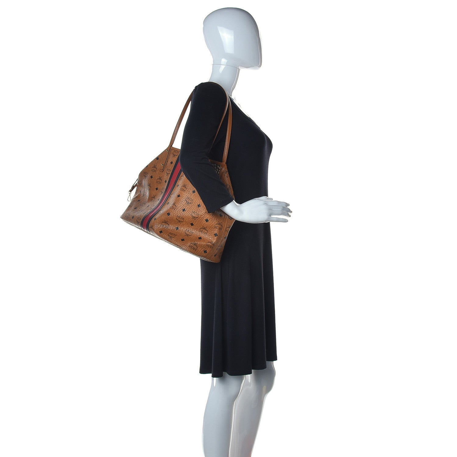MCM Visetos Medium Liz Reversible Shopper Tote Cognac 2 of 19
