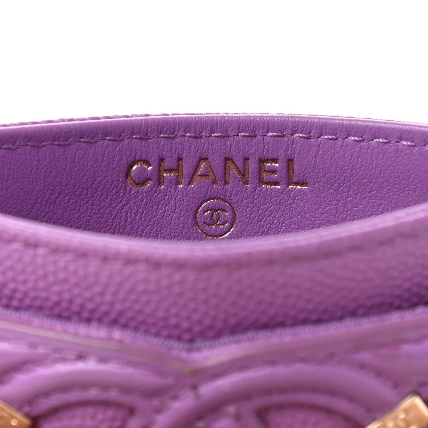 Chanel Caviar Quilted Filigree Card Holder Purple 6 of 10