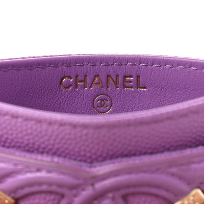 Chanel Caviar Quilted Filigree Card Holder Purple 6 of 10