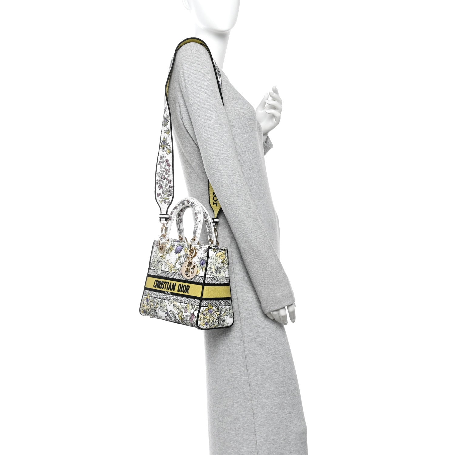 Christian Dior Canvas Embroidered Chardons Toile De Jouy Medium Lady D-Lite Latte Multicolor 2 of 11