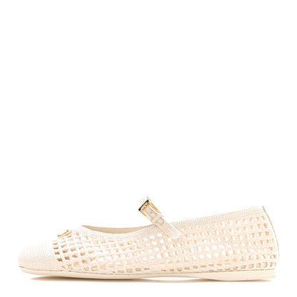 Prada Knit Crochet Logo Ballerina Flats 38 Ivory 1 of 9