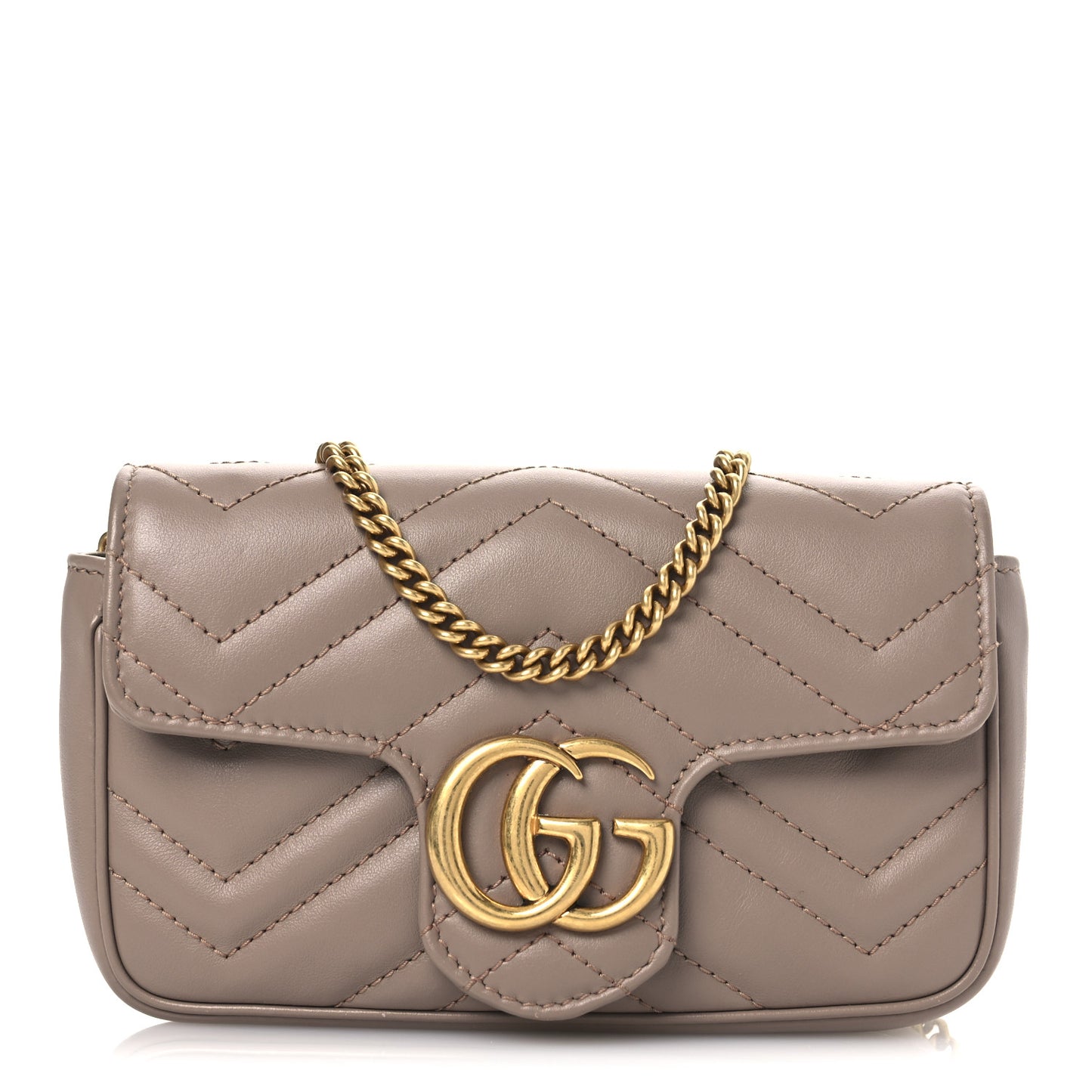 Calfskin Matelasse Super Mini GG Marmont Shoulder Bag Porcelain Rose