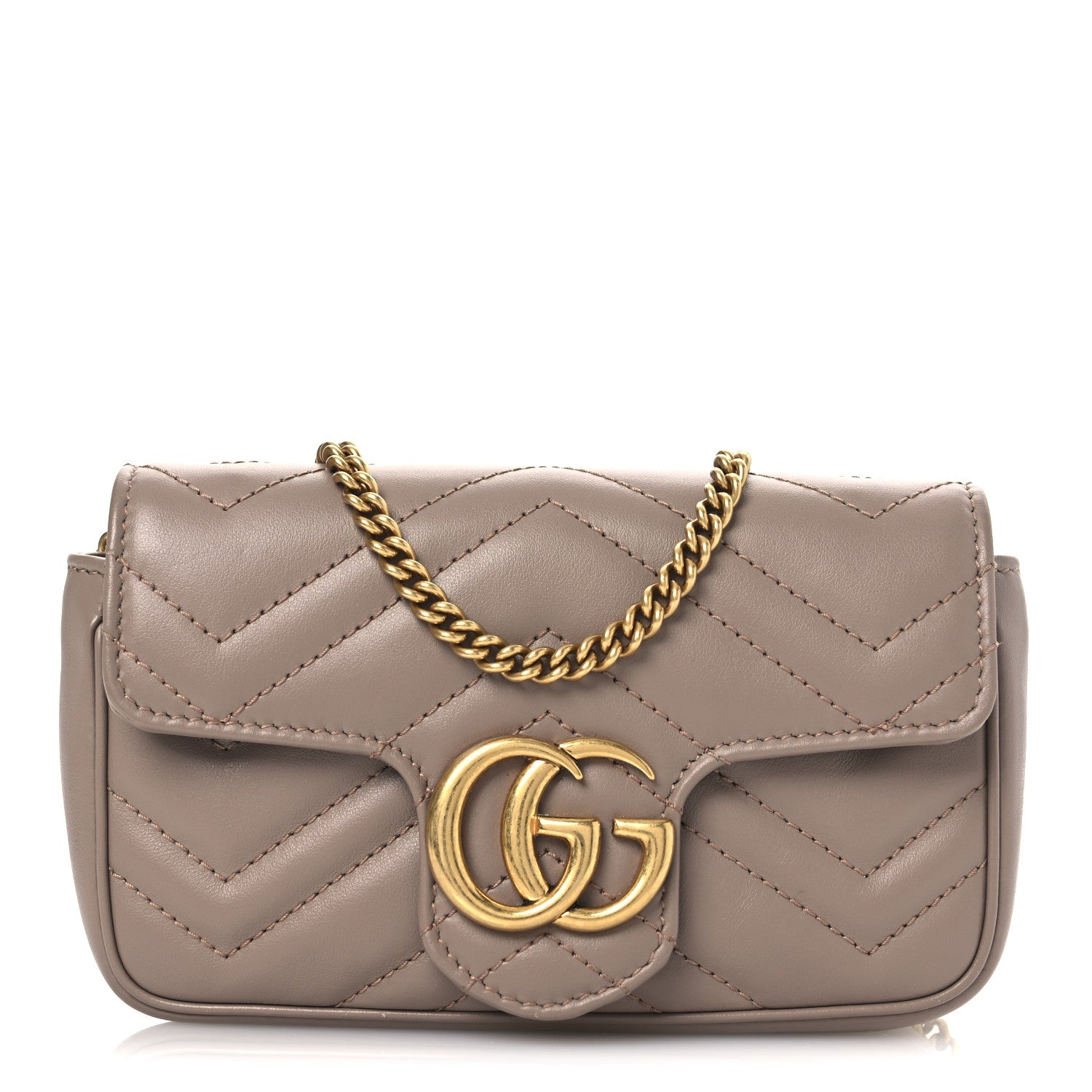 Gucci Calfskin Matelasse Super Mini GG Marmont Shoulder Bag Porcelain Rose 8 of 11
