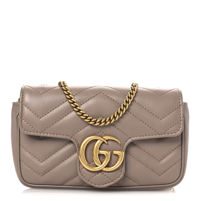 Gucci Calfskin Matelasse Super Mini GG Marmont Shoulder Bag Porcelain Rose 8 of 11