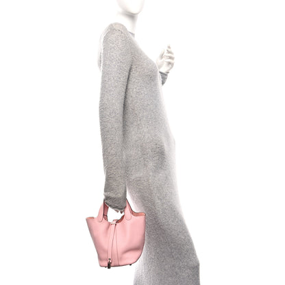 Hermes Taurillon Clemence Picotin Lock 18 PM Rose Sakura 2 of 11