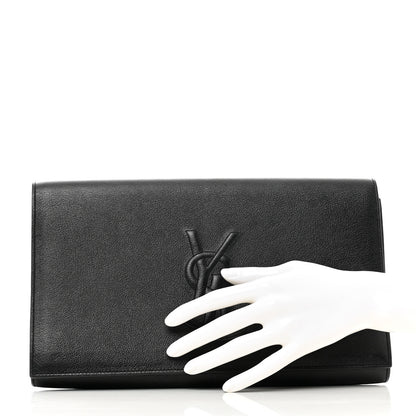 Saint Laurent Calfskin Monogram Large Belle De Jour Clutch Black 2 of 7