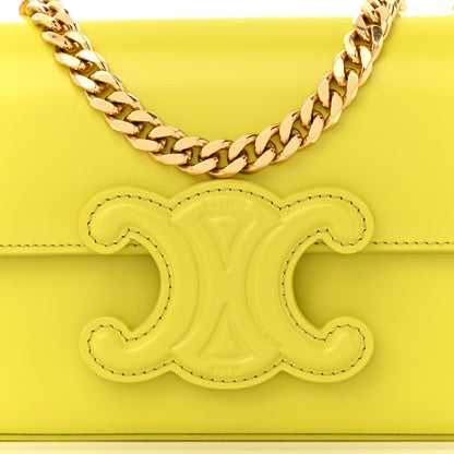 Celine Shiny Calfskin Cuir Triomphe Chain Shoulder Bag Anis 9 of 12