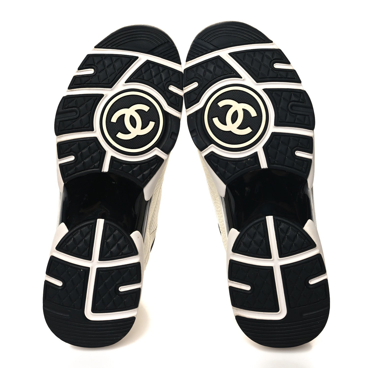 Chanel Mesh Suede Calfskin Grained Calfskin Mens CC Sneakers 43 White Black 5 of 8