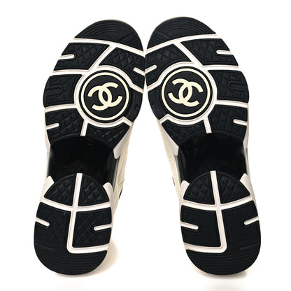 Chanel Mesh Suede Calfskin Grained Calfskin Mens CC Sneakers 43 White Black 5 of 8