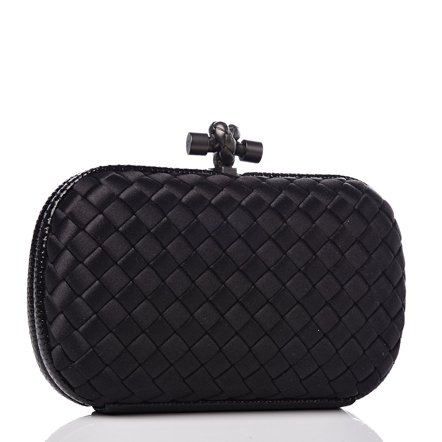 Satin Intreccio Impero Ayers Knot Clutch Black