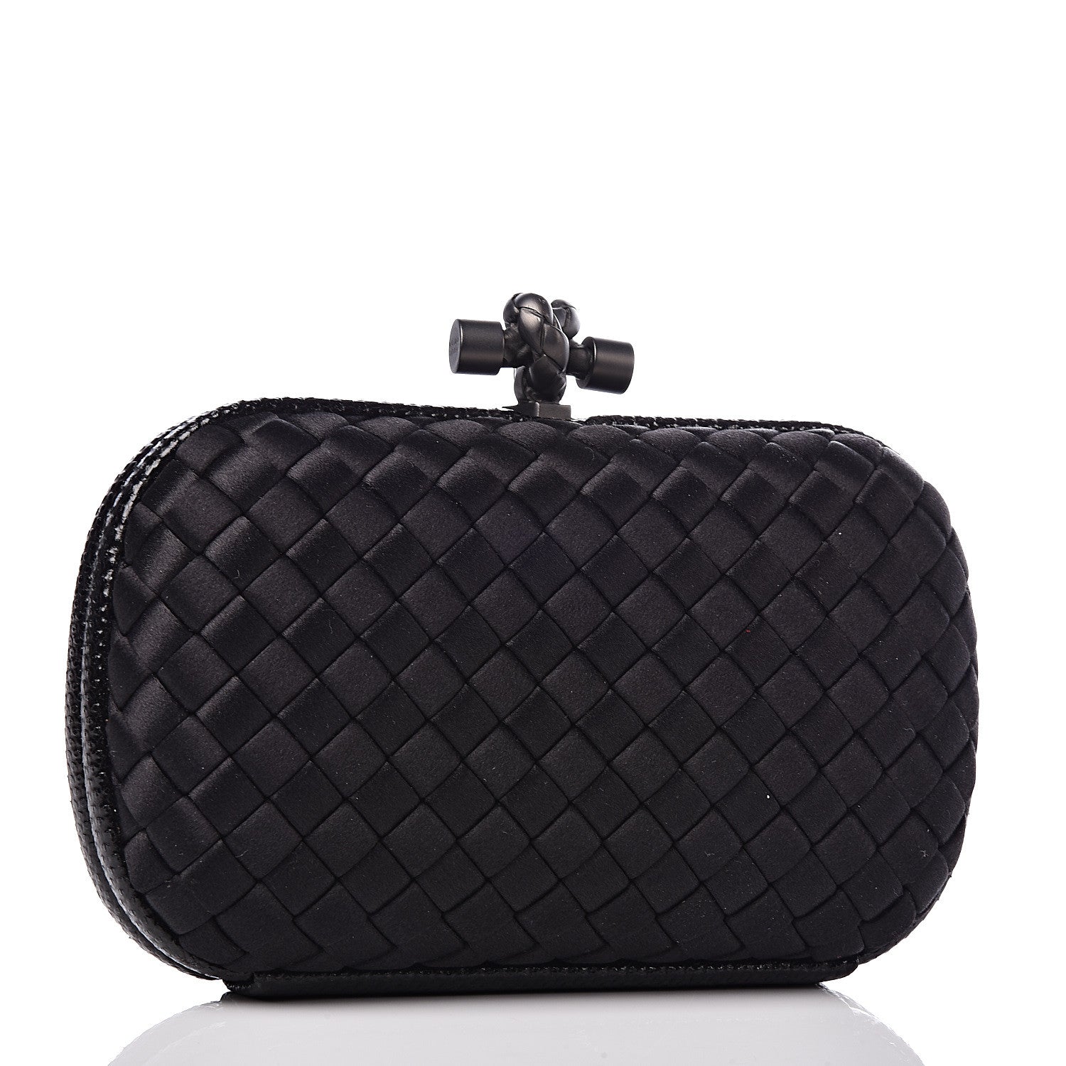Bottega Veneta Satin Intreccio Impero Ayers Knot Clutch Black 3 of 6
