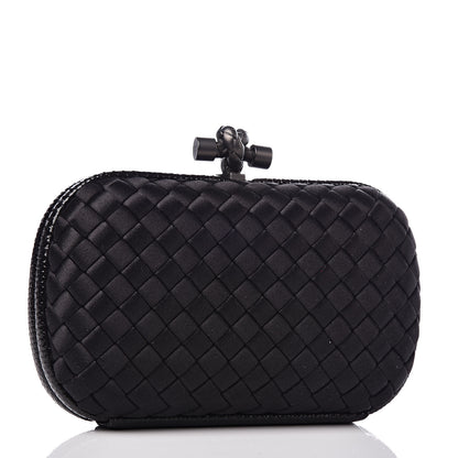 Bottega Veneta Satin Intreccio Impero Ayers Knot Clutch Black 3 of 6