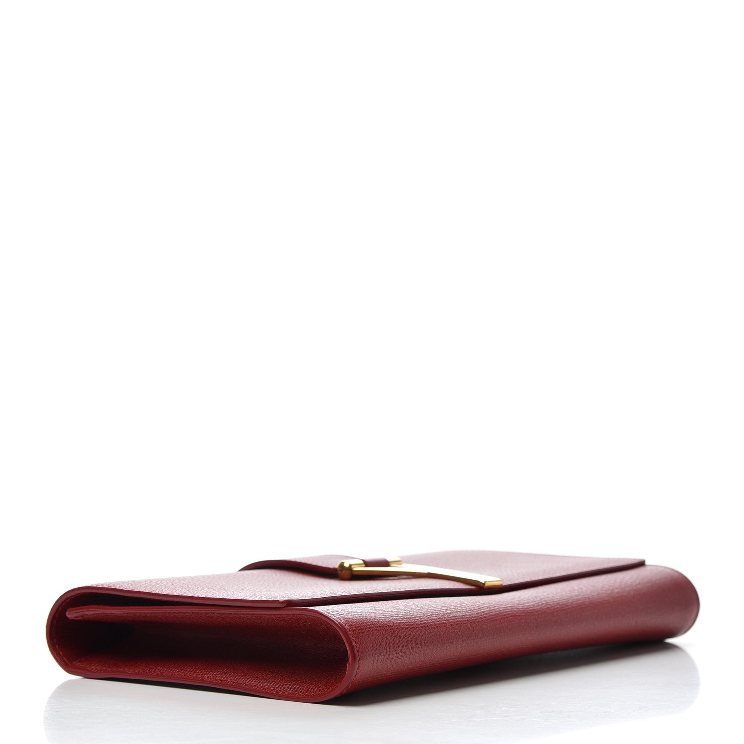 Saint Laurent Textured Calfskin Classic Y Ligne Clutch Red 4 of 13