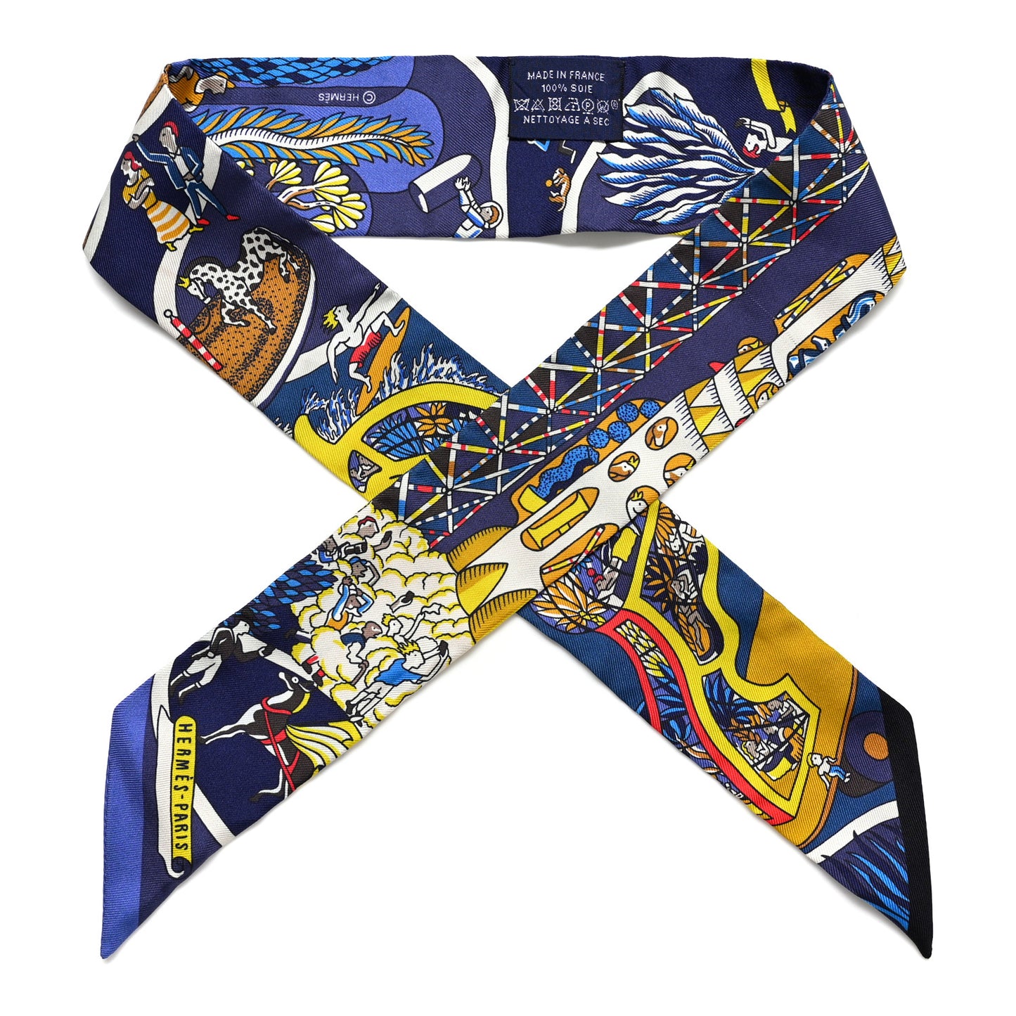Silk Exposition Universelle Twilly Bleu Jaune Vif Rouge