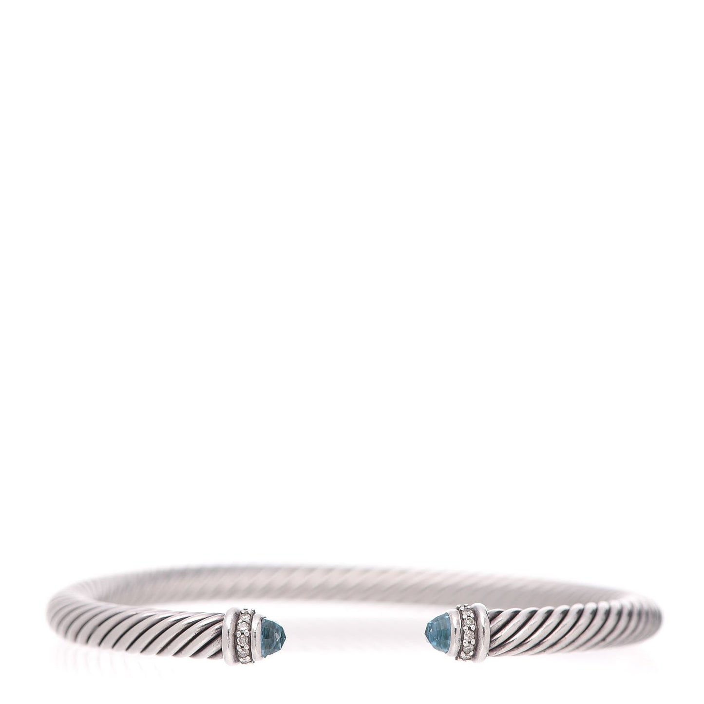 Sterling Silver Diamond Blue Topaz 5mm Cable Classics Bracelet