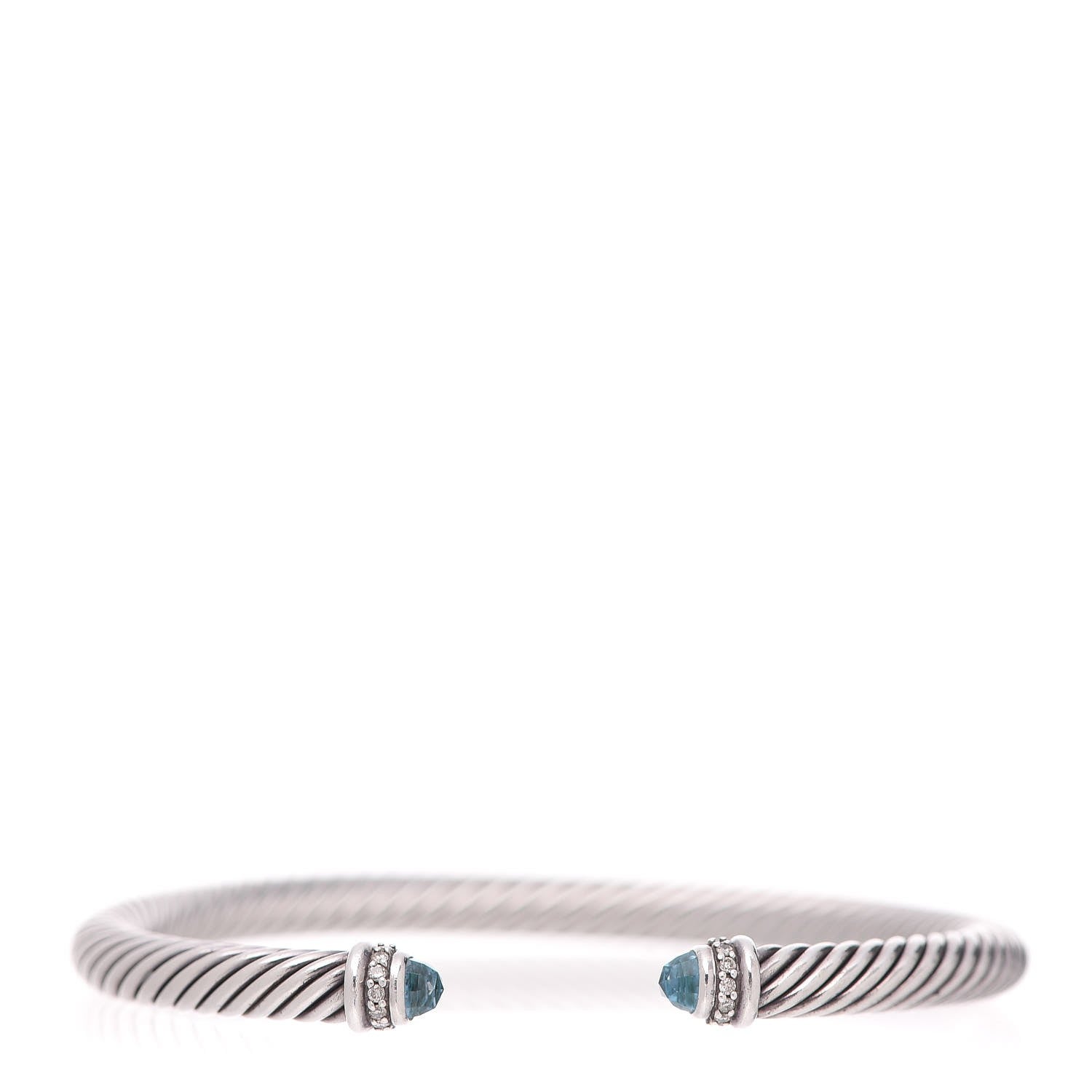 David Yurman Sterling Silver Diamond Blue Topaz 5mm Cable Classics Bracelet 1 of 4