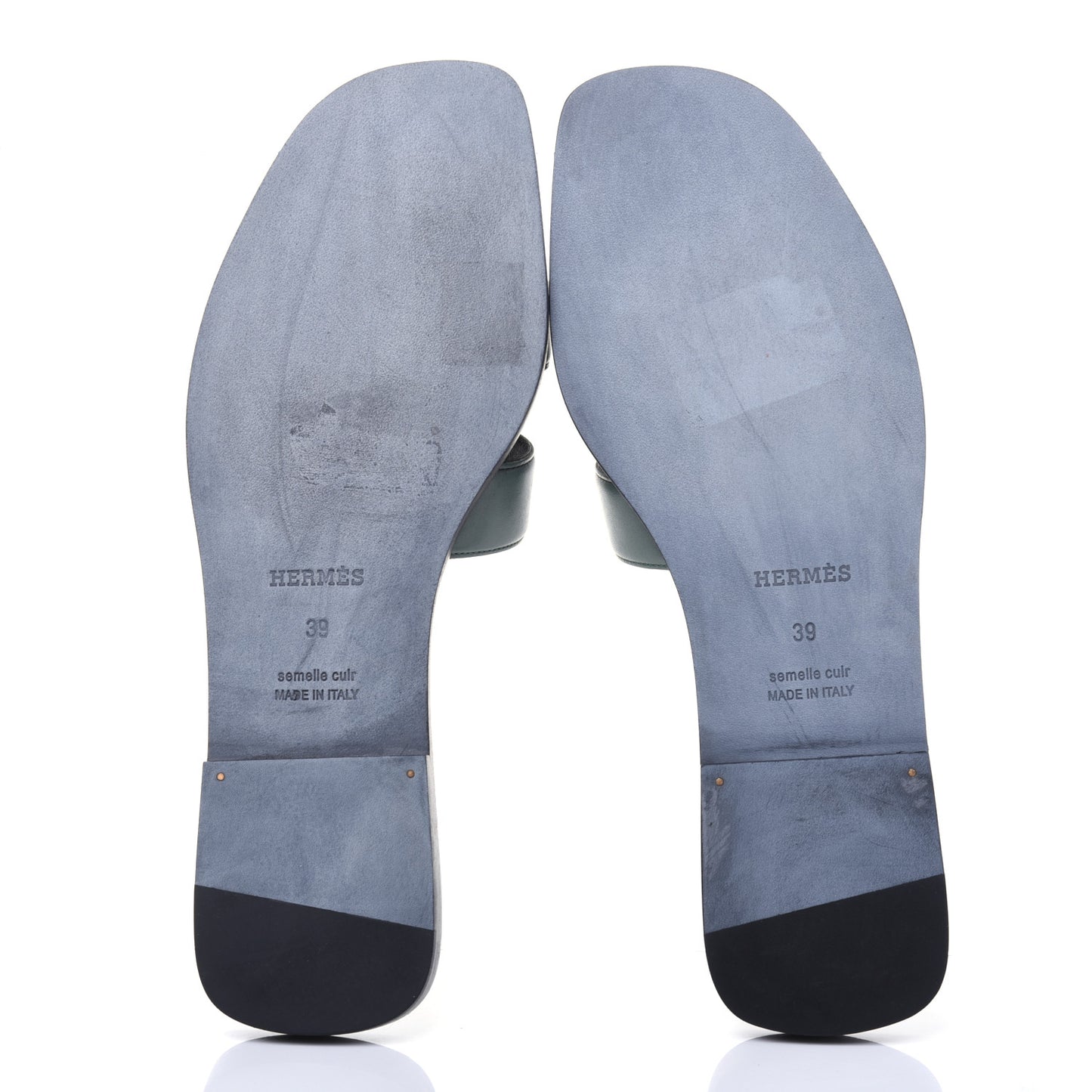 Box Calfskin Oran Sandals 39 Black Lichen