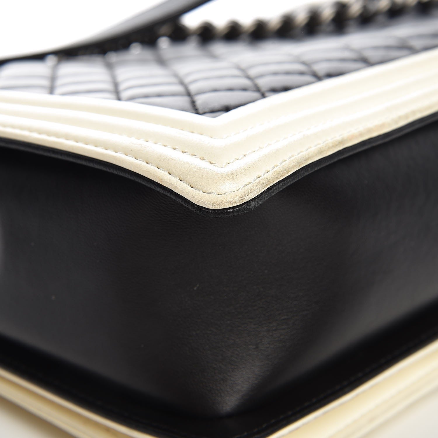 Chanel Lambskin Quilted Large Boy Flap Black White 14 of 17
