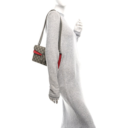 Gucci GG Supreme Monogram Suede Crystal Small Dionysus Shoulder Bag Beige Ebony Vulcanic Red 2 of 9
